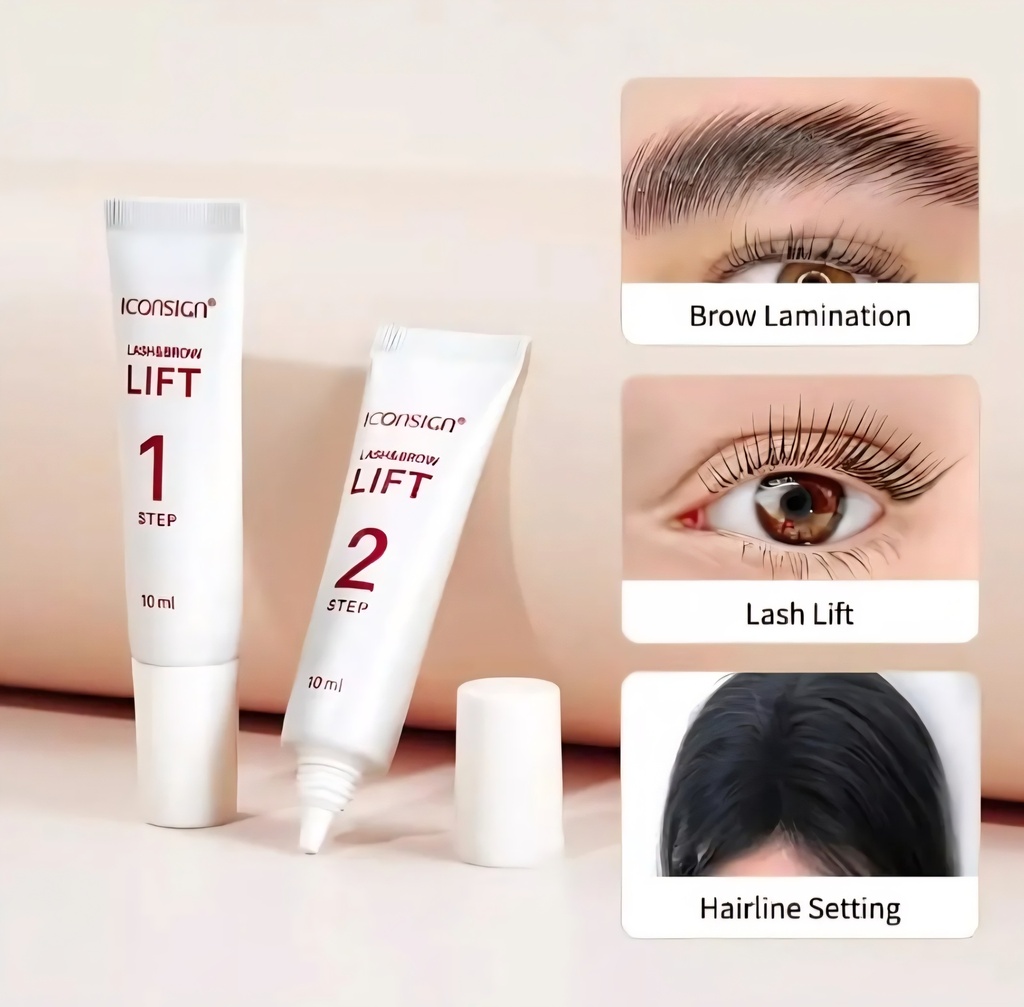 Paso 1 y 2 lifting laminado pestañas cejas Iconsign