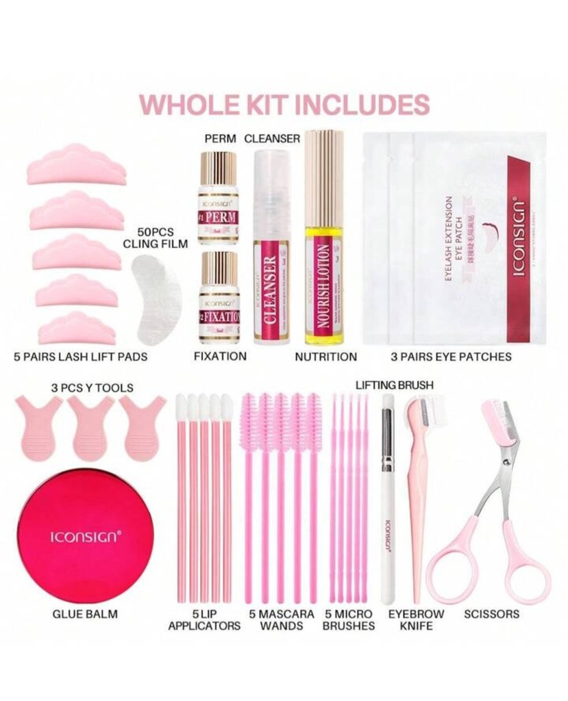 Iconsign kit transfronterizo de ondulacion en frio de cejas y pestañas con proteina de seda ekelaxier