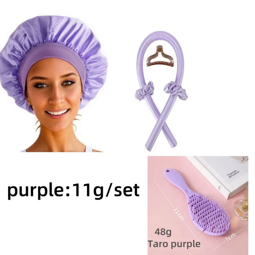 Juego de gorro para dormir con rizador de pelo