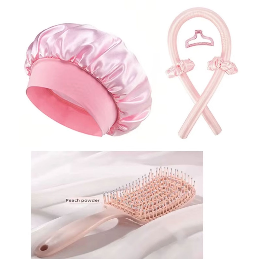 Juego de gorro para dormir con rizador de pelo