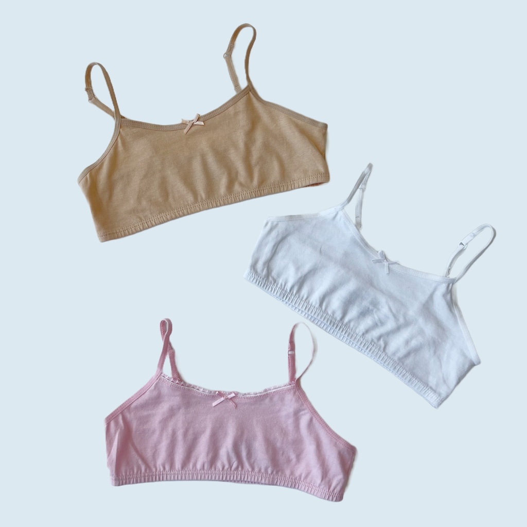 3 bralette de algodÃ³n para niÃ±a