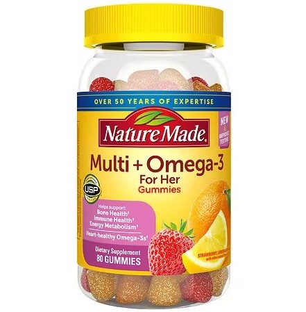 Nature Made Women's Multivitamin + Omega-3 Gummies Lemon, Orange &amp; Strawberry