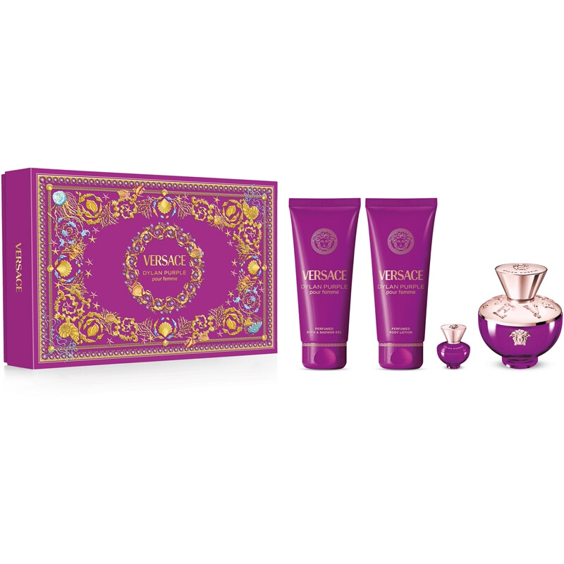 VERSACE DYLAN PURPLE SET 4p 3.4OZ EDP