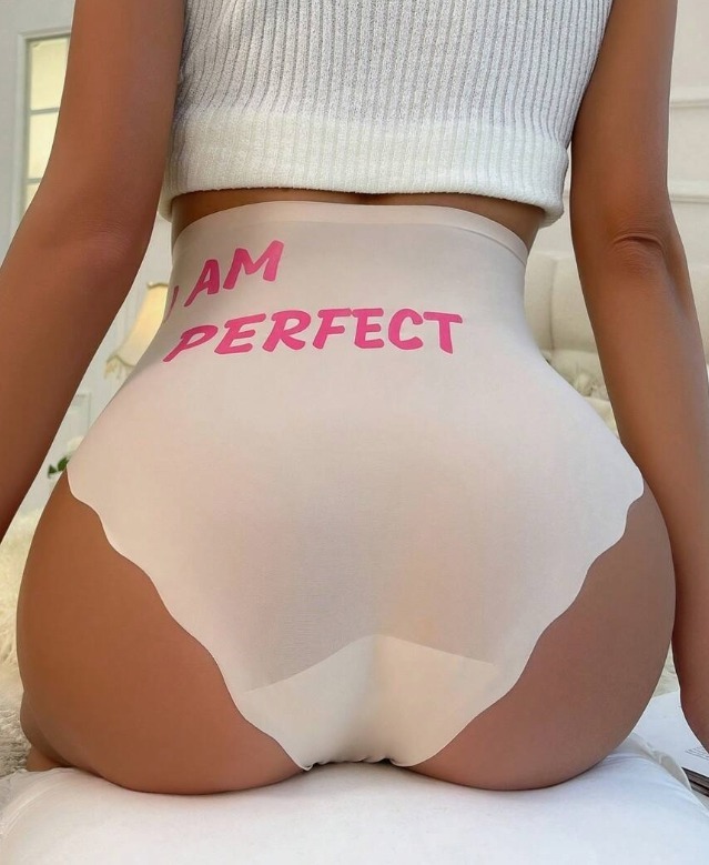 Panties De Talle Alto Con Bordes Festoneados E Impresión De Texto Para Día De San Valentín