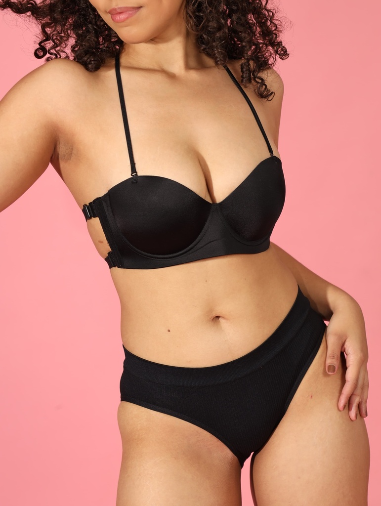 Magic Bra sin tirantes para mujer, sujetador Invisible antideslizante, sujetadores acolchados de silicona Push Up colorr negro