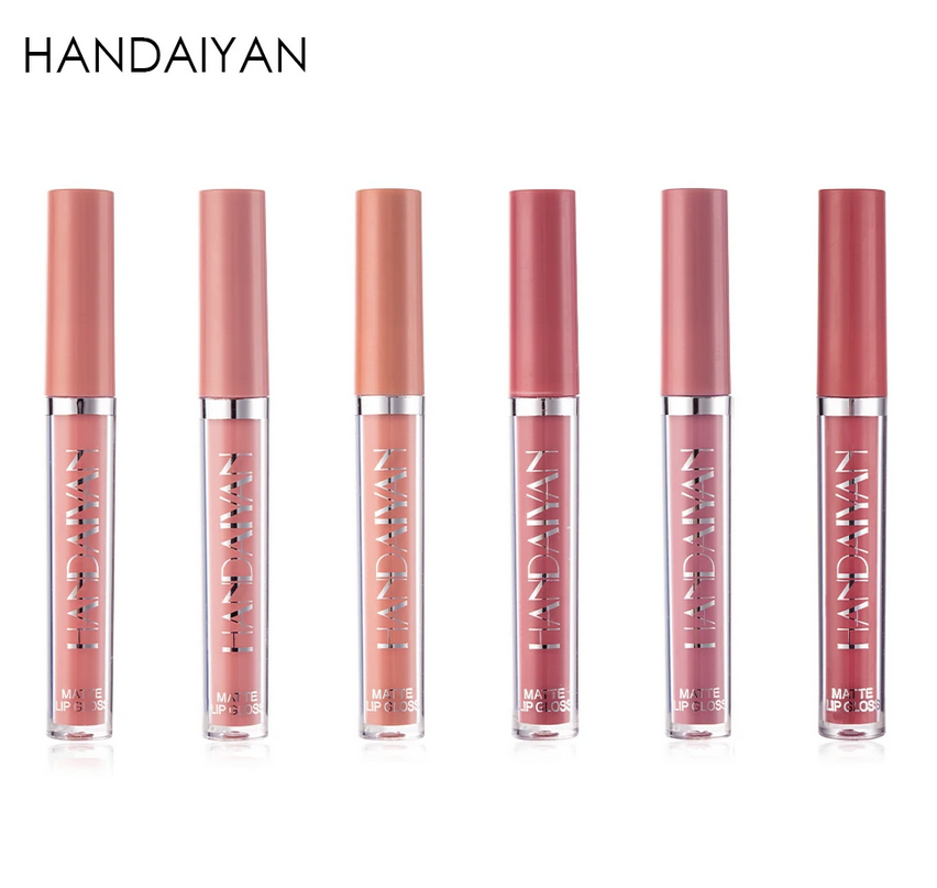 HANDAIYAN - Set de 6 brillos labiales en caja de regalo, resistente al agua, antiadherente, brillo labial mate de larga duración.