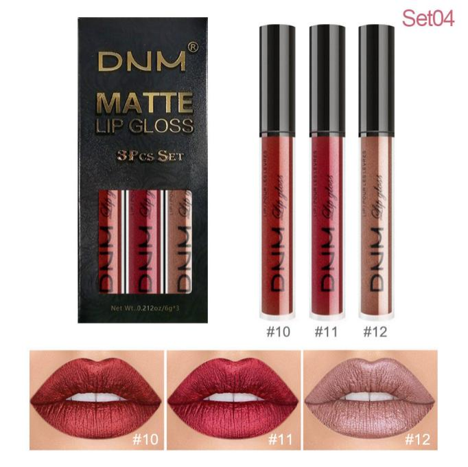 Juego de 3 brillos labiales mate (#04)
