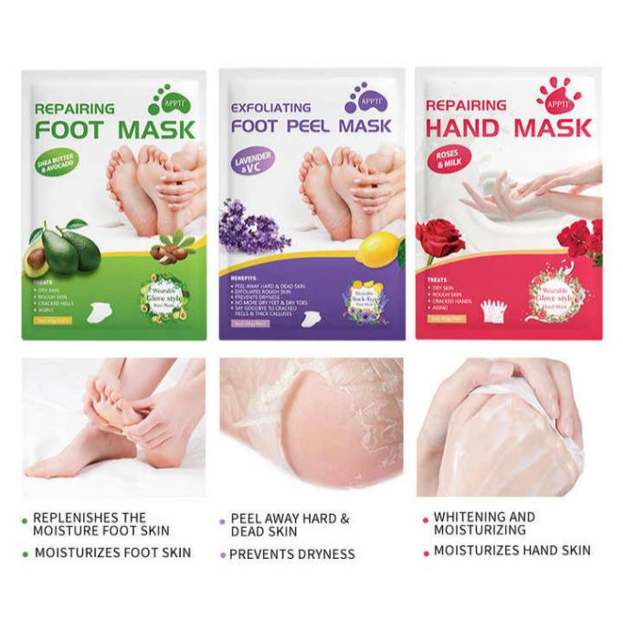 Mascarilla exfoliante de leche de rosas Mascarilla para manos y pies