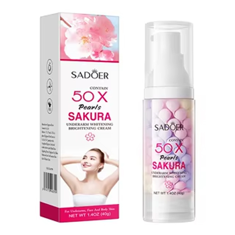 Crema Iluminadora y Blanqueadora para Axilas con Perlas y Sakura SADOER 50X