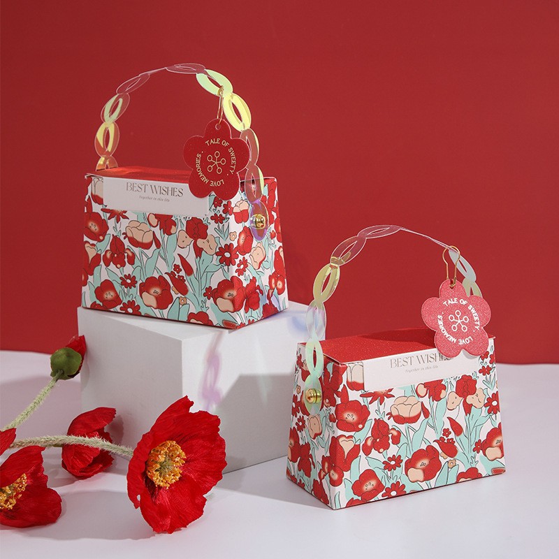 Caja de regalo para recuerdos de boda con etiqueta