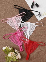 1 tanga con encaje floral sin entrepierna