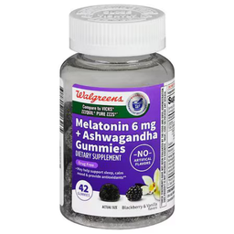Walgreens Melatonin + Ashwagandha Gummies Blackberry & Vanilla, 42.0 ea