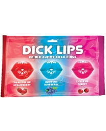Dicklips Edible Gummy Cock Rings-Asst. Flavors Pack Of 3